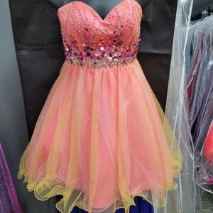 KARISHMA YELLOW/PINK HOMECOMING DRESS